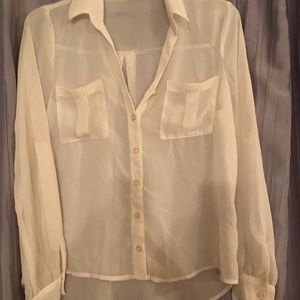 Sheer White Long Sleeve Dress Top